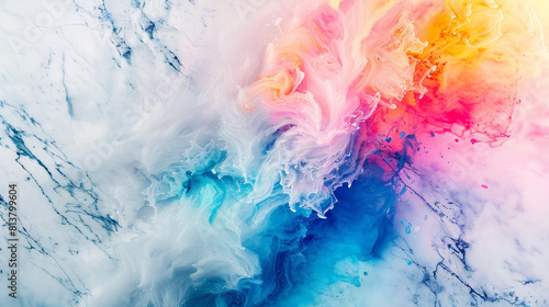 A sudden burst of vibrant colors on Marble background