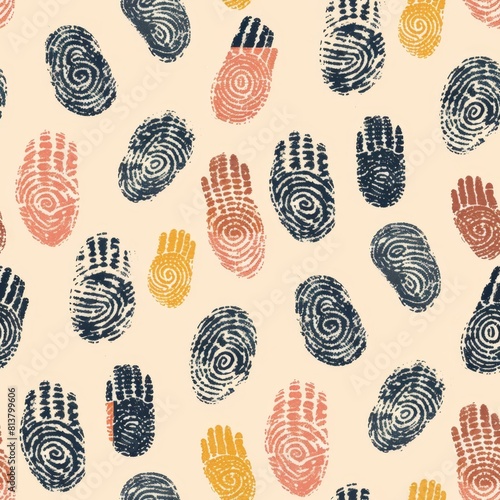 Colorful Fingerprint and Palmprint Pattern Background photo