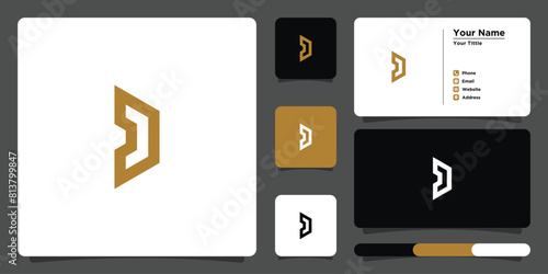 Letter d logo design with creative concept and business card. Premium Vector