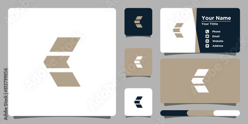 Letter e logo design with creative concept and business card. Premium Vector