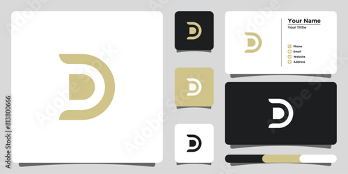Letter d logo design with creative concept and business card. Premium Vector