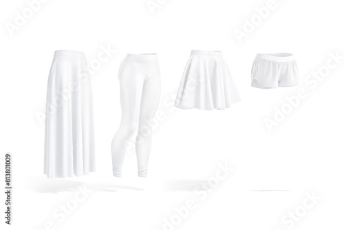 Blank white female bottom clothing mockup, side view