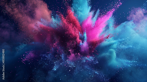 A surreal setup of Explosion of colored powder background