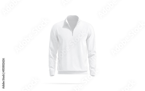 Blank white quarter zip sweater mockup, front view