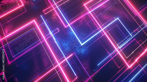 Luminescent neon lines form an abstract maze-like pattern with a futuristic feel.