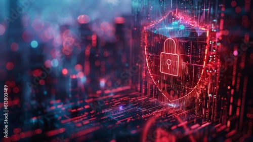 Illustration of a shield with a padlock symbolizing secure data protection