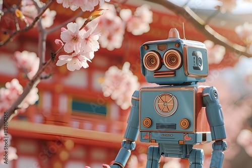  Robot in Cherry Blossom Garden