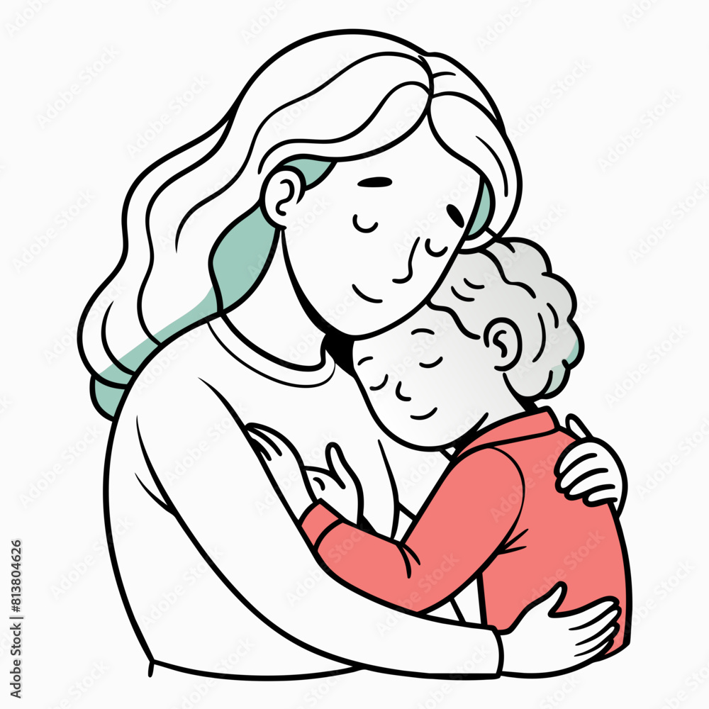 a-drawing-of-a-woman-hugging-a-child-with-her-eyes