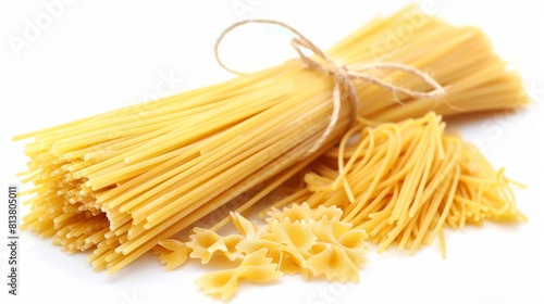 Collection of spaghetti isolated on white background. Set of multiple images. Part of series.