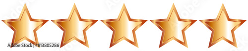 5 Stars .Gold Stars.Rating Star.  Rating  Stars Emblems illustration. Vector
