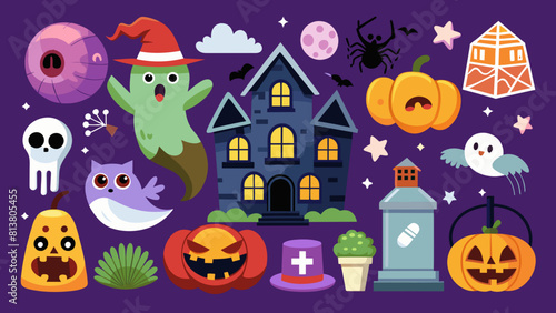 A set of stickers for halloween	