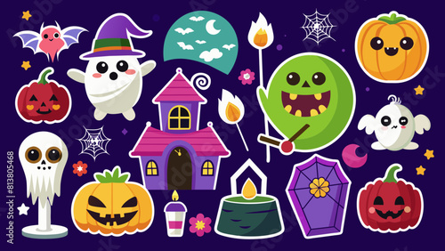A set of stickers for halloween	