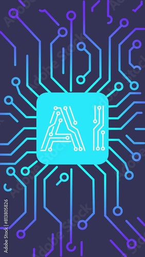 Artificial Intelligence grows from letters in the form of a chip