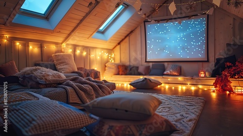 mockup home cinema in the attic