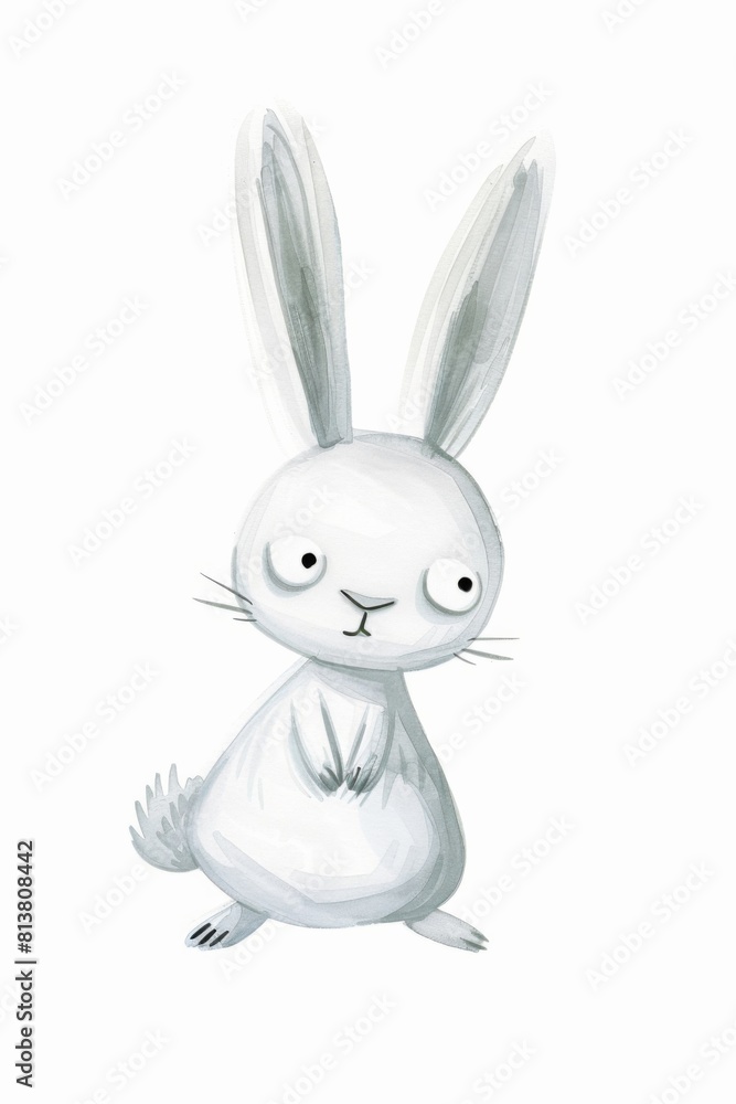 Obraz premium minimalist full body quirky arctic snowy rabbit isolated