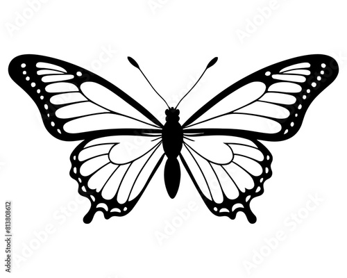 monarch butterfly silhouette Clipart image isolated on white background. Beautiful Ornament Butterfly Decoration element Vector Design