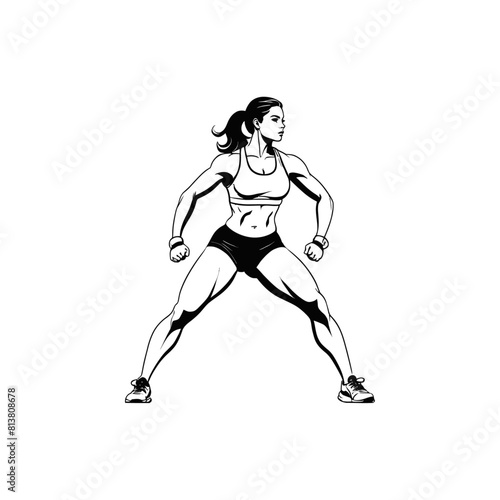 woman athletes silhouette, outline, line art. isolated on white vector illustration. female runner, sprinter, gym, fitness, sport, exercise drawing. 