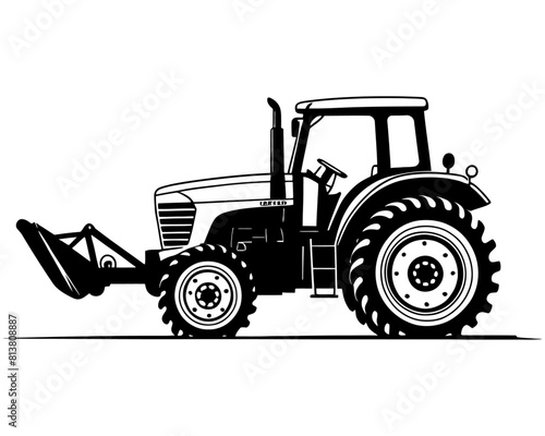 Steampunk Tractor Silhouette. Farm Machinery. Farm transport. Agricultural tractor, truck, lorry, harvester, combine, pickup, car symbol.