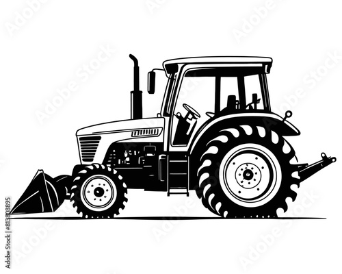 Steampunk Tractor Silhouette. Farm Machinery. Farm transport. Agricultural tractor, truck, lorry, harvester, combine, pickup, car symbol.