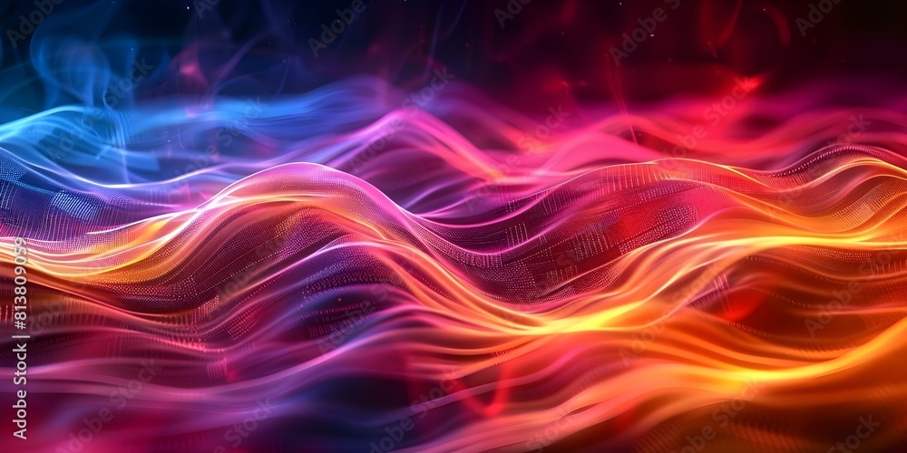 Fototapeta premium Visualizing Wavy Lines in a Digital Code Field in D. Concept Digital Art, Coding Techniques, Wavy Lines, Visual Representation, Tech Inspiration