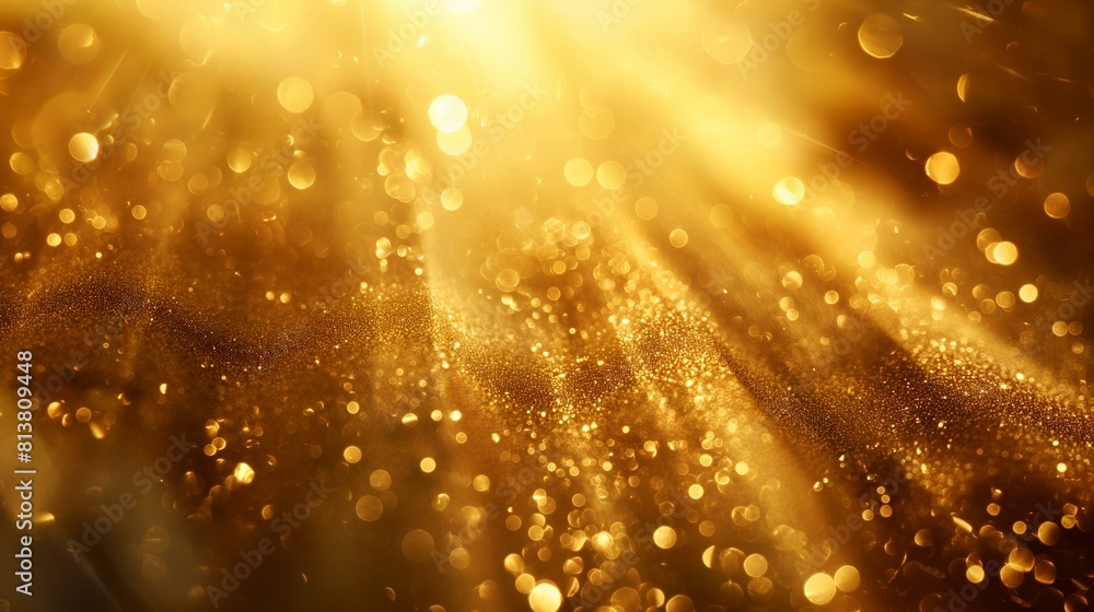 Golden Light Rays Shimmering Through Macro Dust Particles Close-Up Golden Light Rays Shimmering Through Macro Dust Particles Close-Up