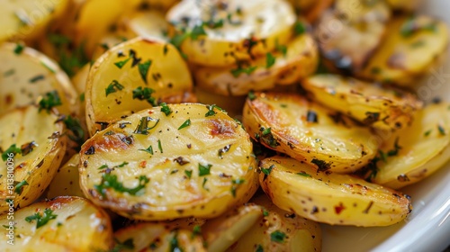 American cuisine. Idaho potatoes are potatoes in a jacket, sliced, slightly boiled and baked in a fragrant mixture of garlic, oil and herbs.