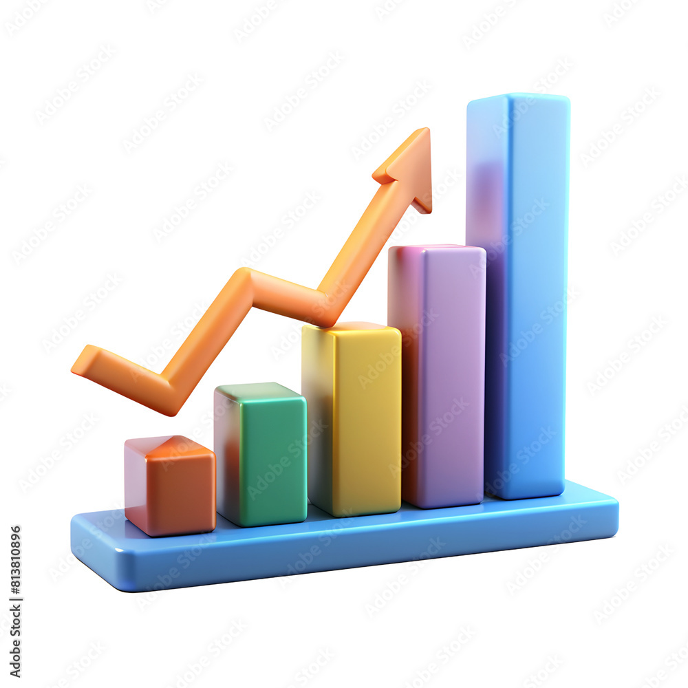 3D Minimal Data Analysis Icon, Soaring Finances Concept 3D Minimal Data Analysis Icon, Soaring Finances Concept