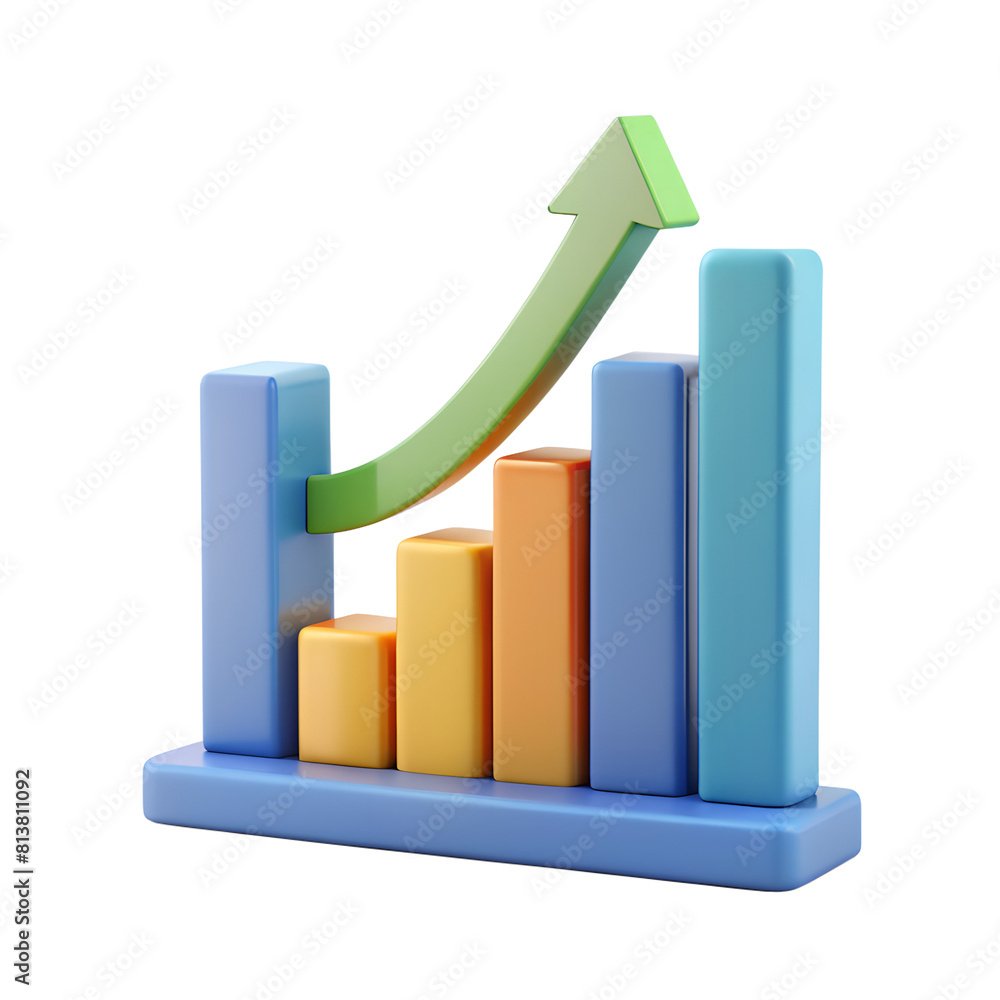 3D Minimal Data Analysis Icon, Soaring Finances Concept 3D Minimal Data Analysis Icon, Soaring Finances Concept
