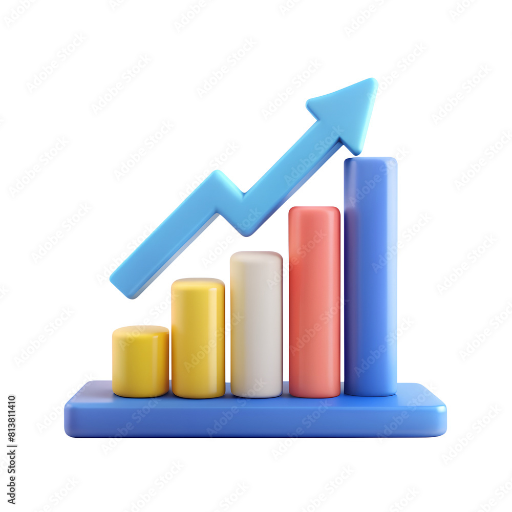 3D Minimal Data Analysis Icon, Soaring Finances Concept 3D Minimal Data Analysis Icon, Soaring Finances Concept