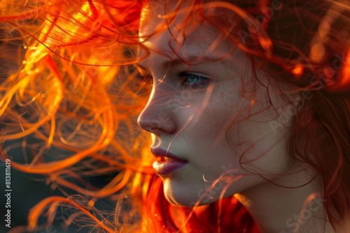 Vibrant ginger portrait: a stunning representation of fiery locks and confident expression