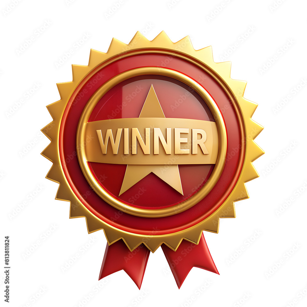 Exquisite Winner Seal, Isolated on White Background Exquisite Winner Seal, Isolated on White Background