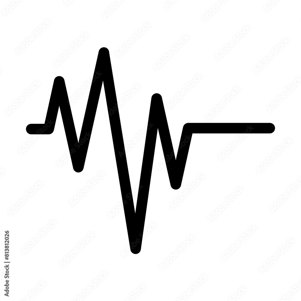 Pulse icon in black, outline style and transparent background Pulse icon in black, outline style and transparent background