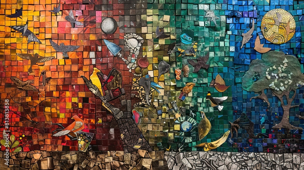 Fototapeta premium Investment Portfolio Diversification, a mosaic of assets creates a vibrant tapestry
