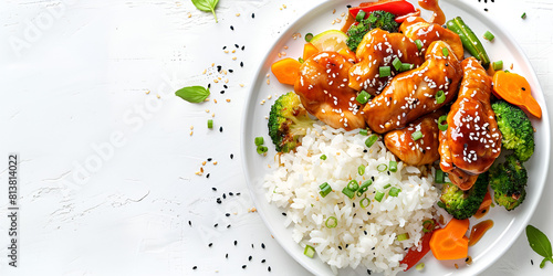 Chicken Teriyaki Rice Bowl Recipe in a plate Grilled Chicken Breast with Teriyaki Sauce over Steamed Rice