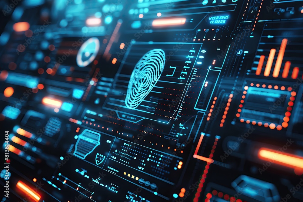 Cyber security biometric authentication side view showcasing identity verification advanced tone Analogous Color Scheme Cyber security biometric authentication side view showcasing identity verification advanced tone Analogous Color Scheme