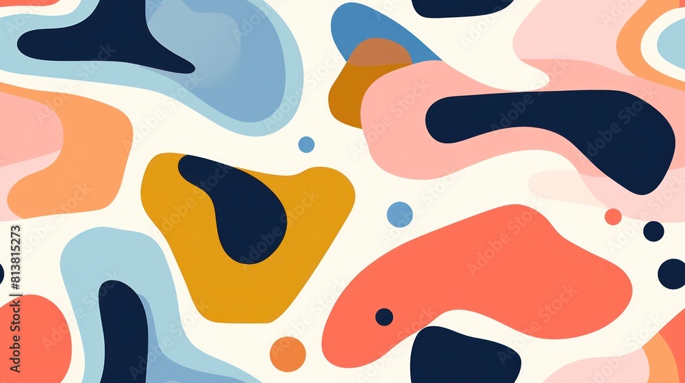 Colourful abstract shape seamless pattern elements liquid flow dynamic minimal picture on white background Colourful abstract shape seamless pattern elements liquid flow dynamic minimal picture on white background