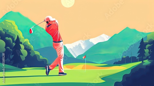 Funny golf cartoon , Golf cartoon illustrations , Golf course cartoon © Panupan