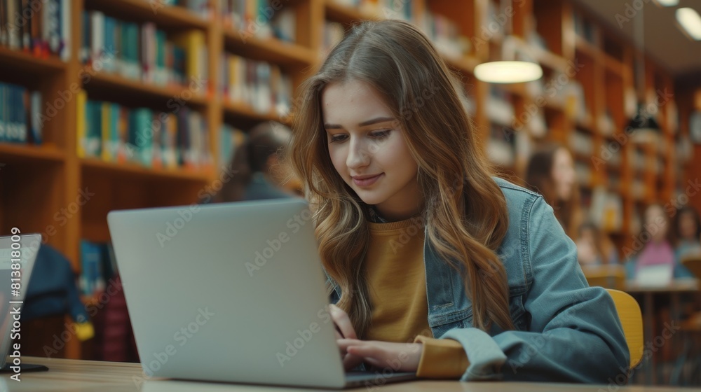 Talented Caucasian Girl uses Laptop, Smart Helpful Classmate Explains and Advices Her on Class Assignment. Diverse Students Talk, Learn, Study Together for Exams. Talented Caucasian Girl uses Laptop, Smart Helpful Classmate Explains and Advices Her on Class Assignment. Diverse Students Talk, Learn, Study Together for Exams.