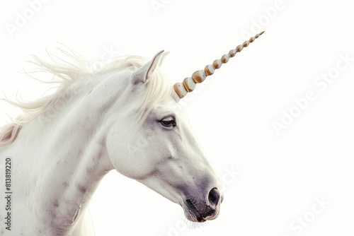 Mystical unicorn photo on white isolated background