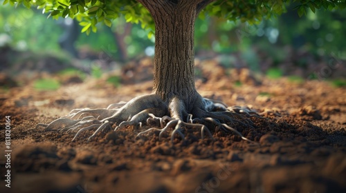 A tree with deep roots, representing the strong foundation of value stocks.