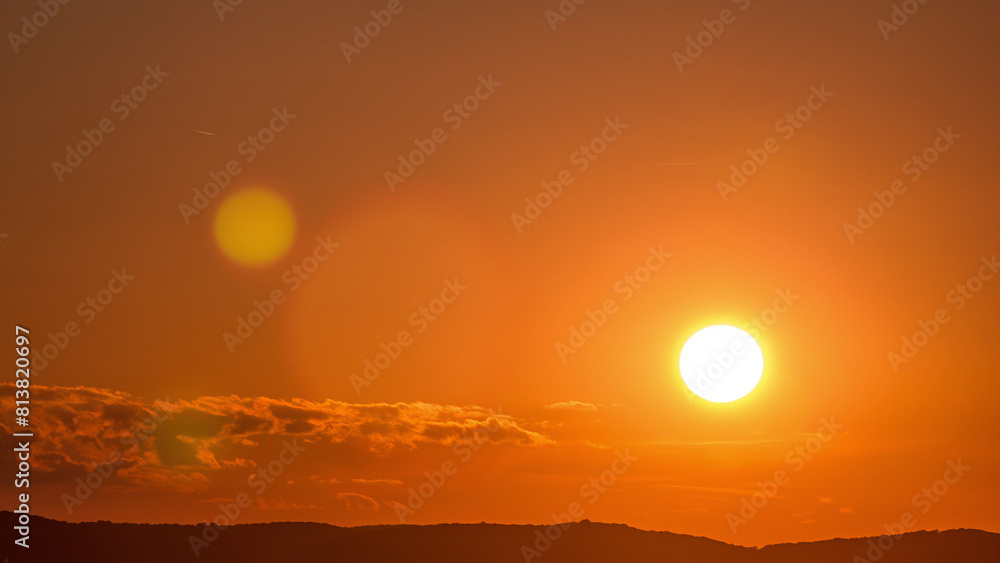 Aerial panoramic view of sunset over Vienna city with hills timelapse in Austria. Aerial panoramic view of sunset over Vienna city with hills timelapse in Austria.
