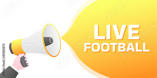 Live football banner icon. Pop art banner. Flat style. Vector icon