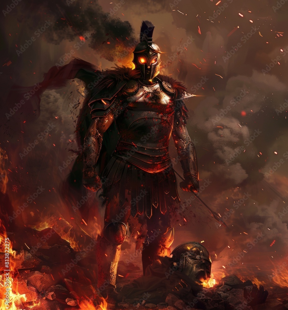 muscular strong spartan warrior with a shild and sword in the war muscular strong spartan warrior with a shild and sword in the war