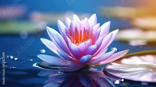 Close-Up of Beautiful Waterlily Flower on Blurred Background - Generative AI