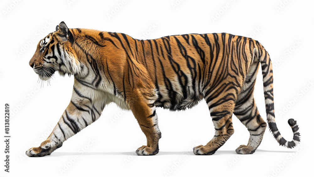 Obraz premium A majestic big tiger isolated on the white background