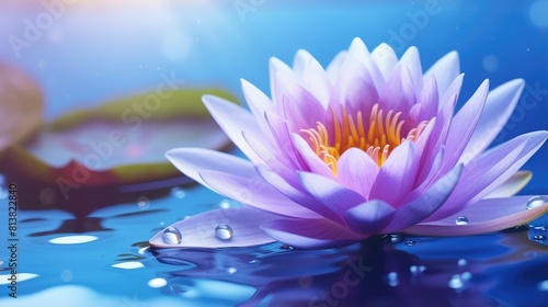 Close-Up of Beautiful Waterlily Flower on Blurred Background - Generative AI