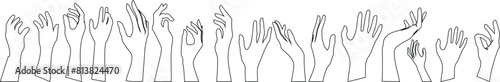 Expressive hands line art illustration, hands reaching, depicting support, community, emotion. Ideal for mental health themes. Minimalist style