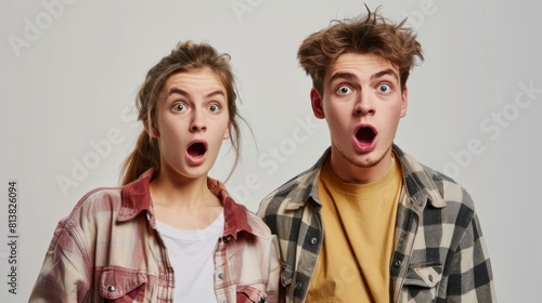 Surprised Young Man and Woman