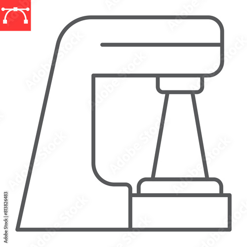 Radiation therapy line icon, oncology scan and treatment, radiotherapy vector icon, vector graphics, editable stroke outline sign, eps 10.