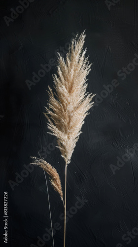 Pampas grass stalks against a dark background